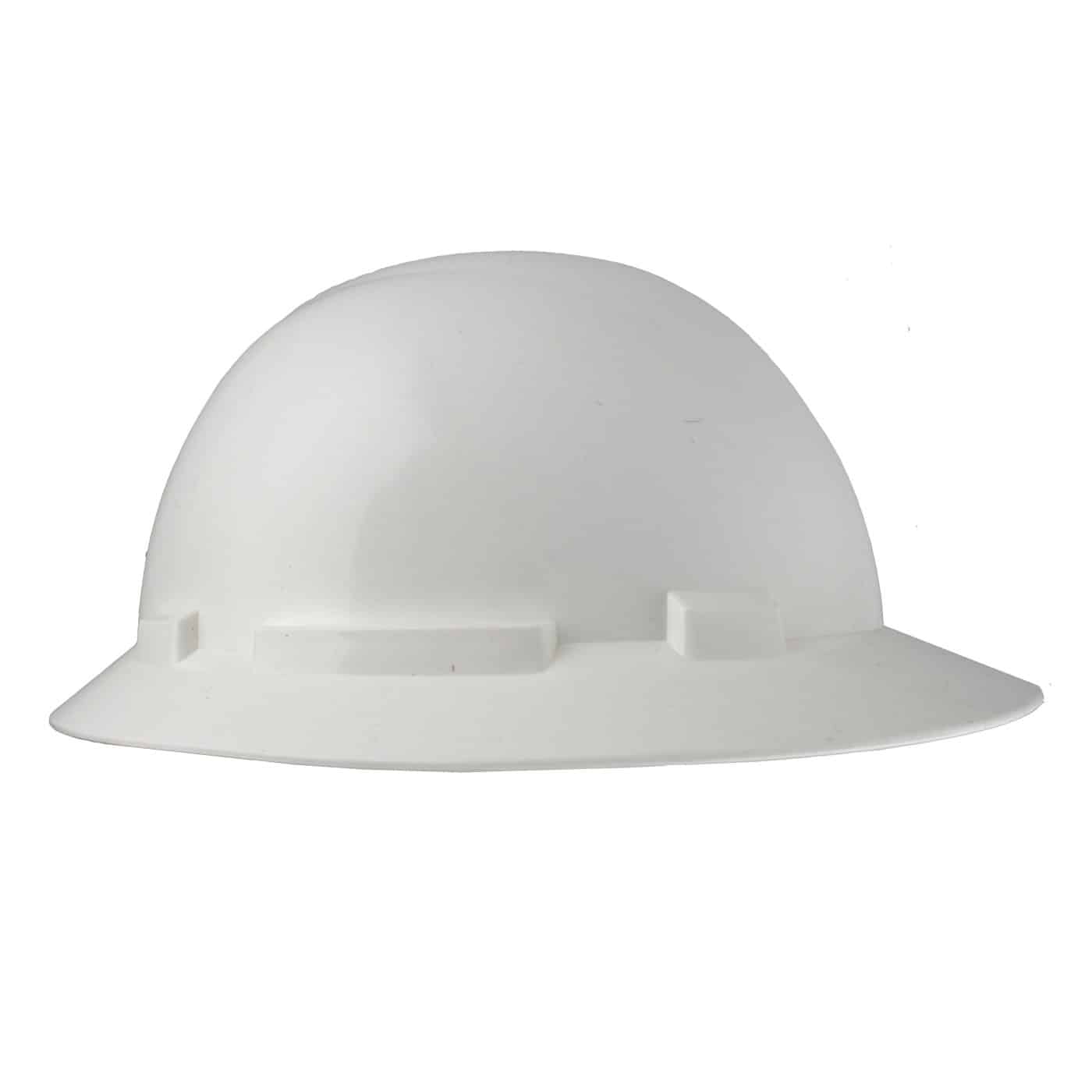 White Full Brim Safety Hard Hat with Ratchet Adjustment - PipeKnife ...